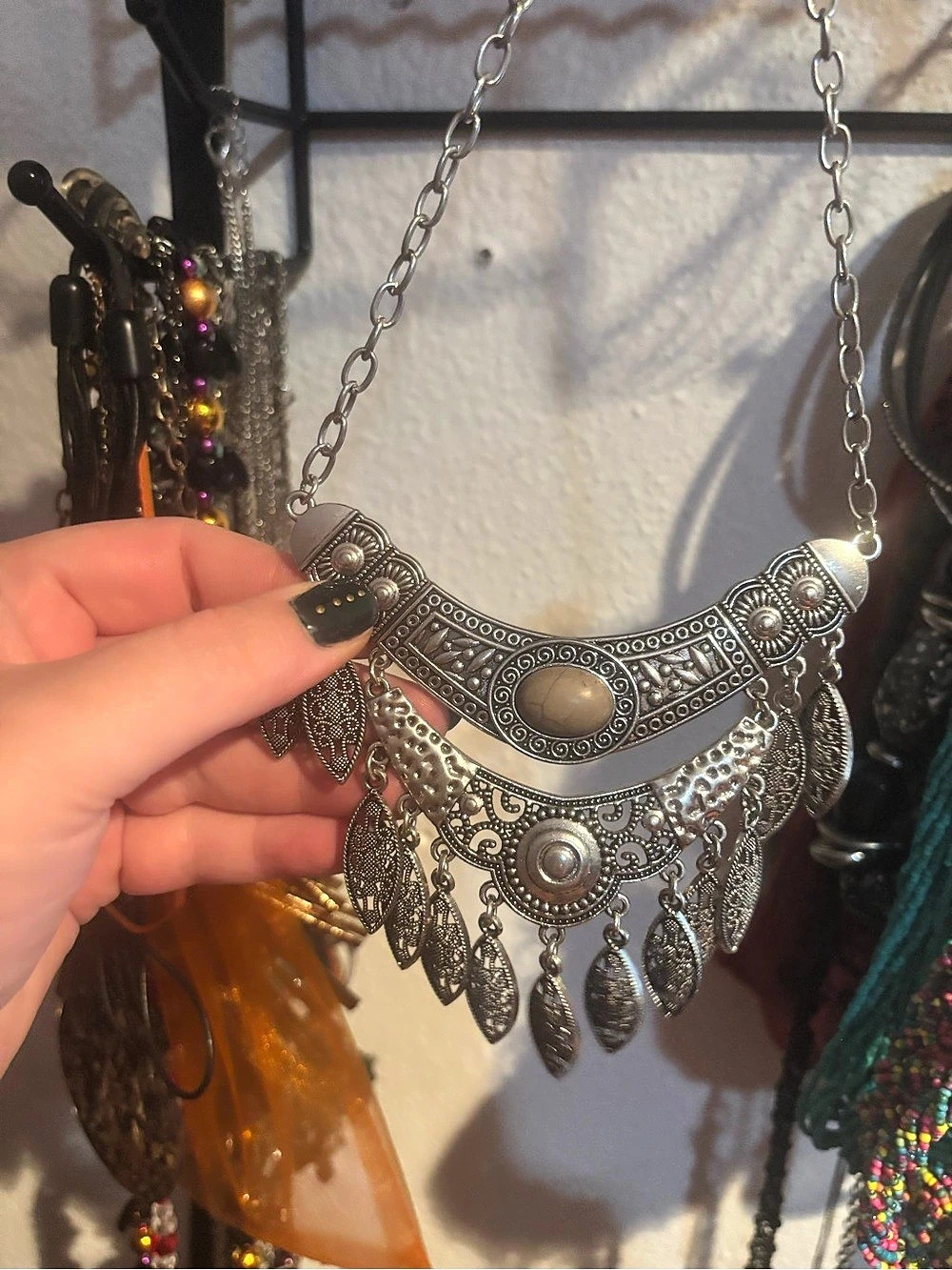 Silver-Tone Statement Pendant Necklace